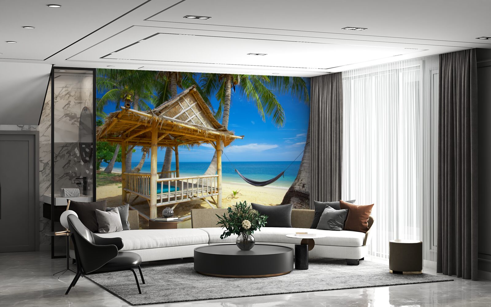 Фотошпалери зручна альтанка на набережній