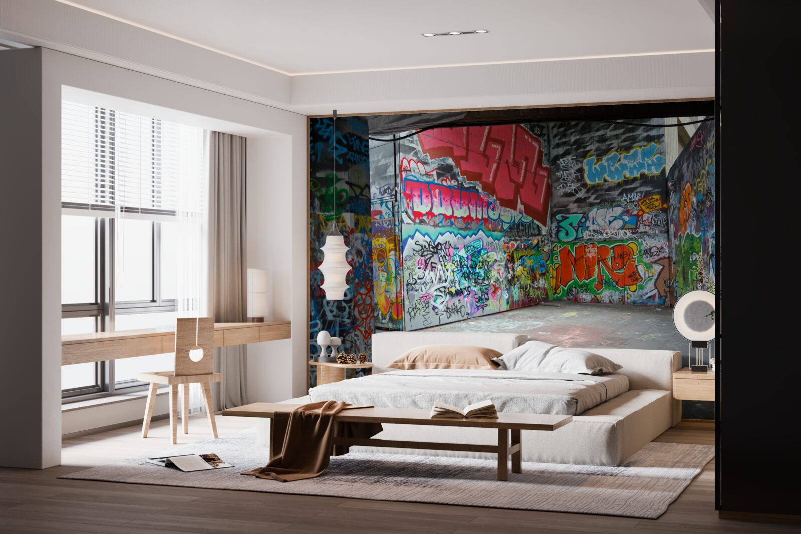 Фотошпалери стіни підземного переходу прикрашають графіті