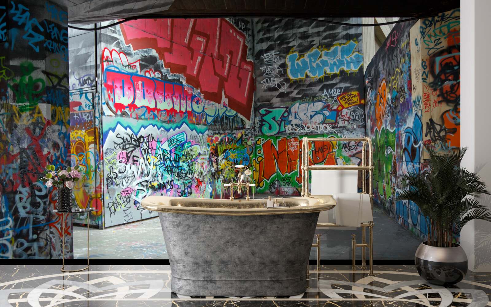 Фотошпалери стіни підземного переходу прикрашають графіті