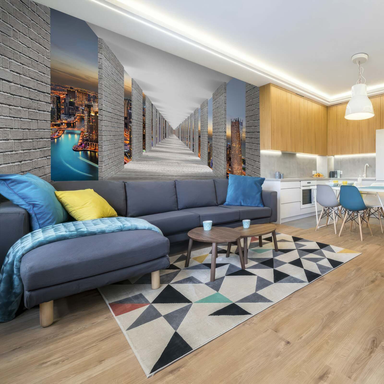 Фотошпалери нескінченний коридор з оглядовими вікнами