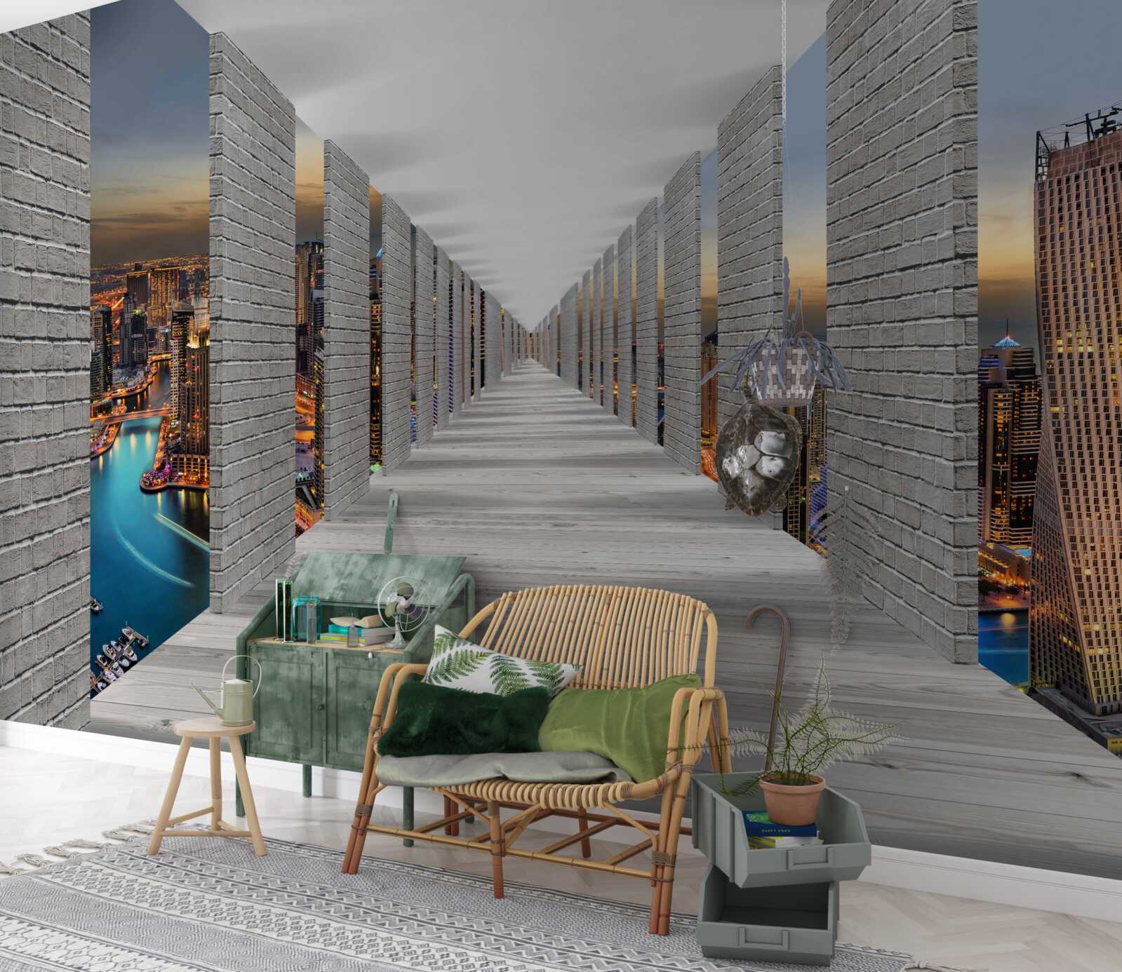 Фотошпалери нескінченний коридор з оглядовими вікнами