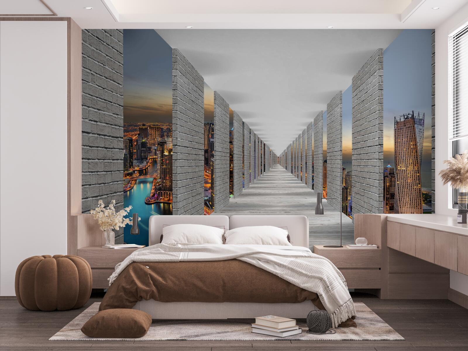 Фотошпалери нескінченний коридор з оглядовими вікнами