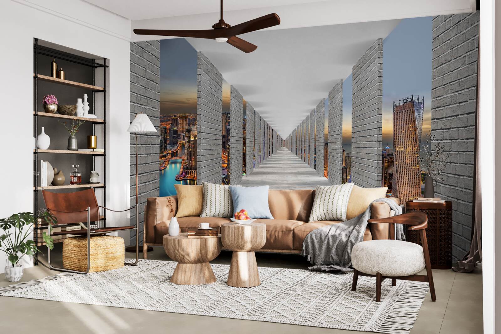 Фотошпалери нескінченний коридор з оглядовими вікнами