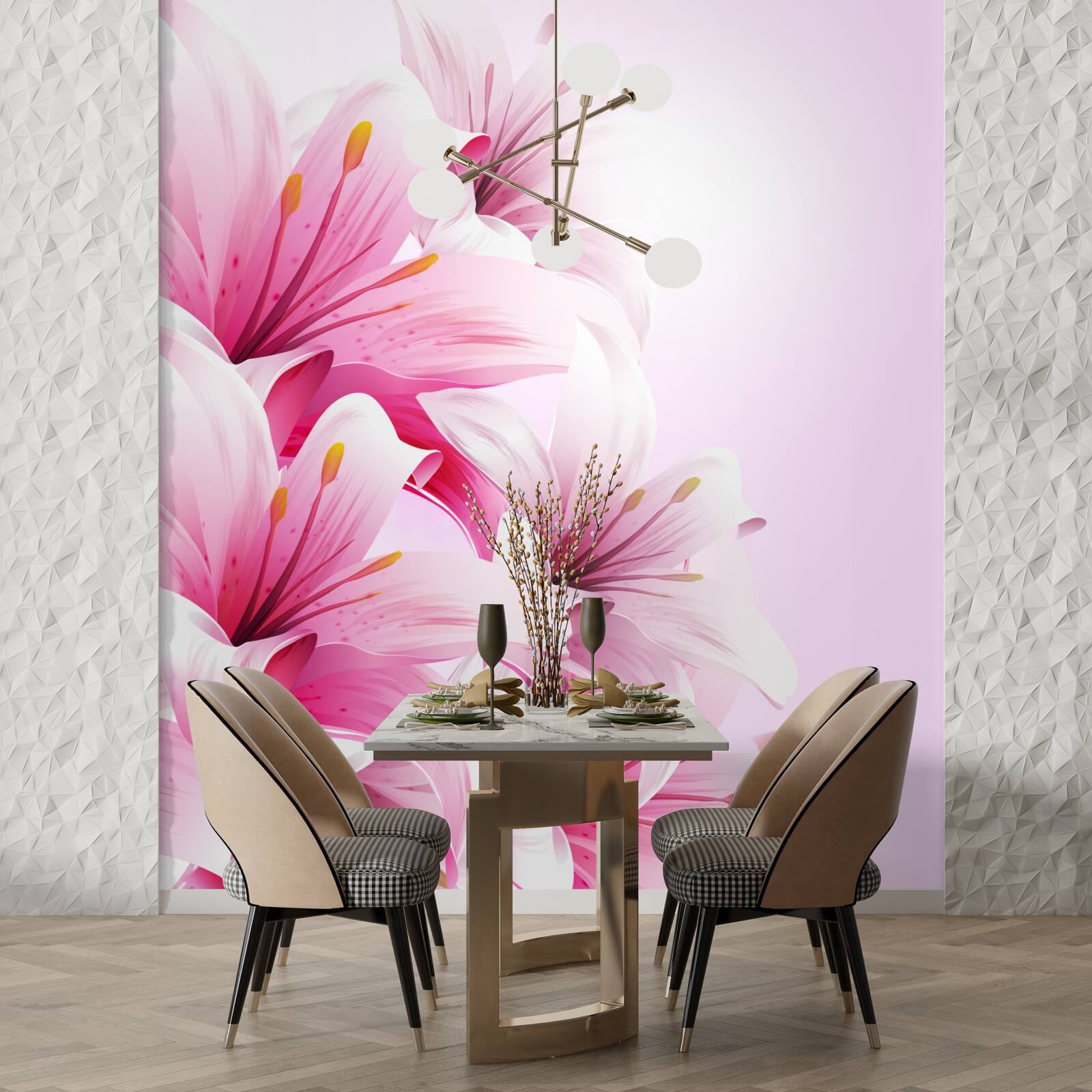 Фотошпалери ніжний букет рожевих альстромерій