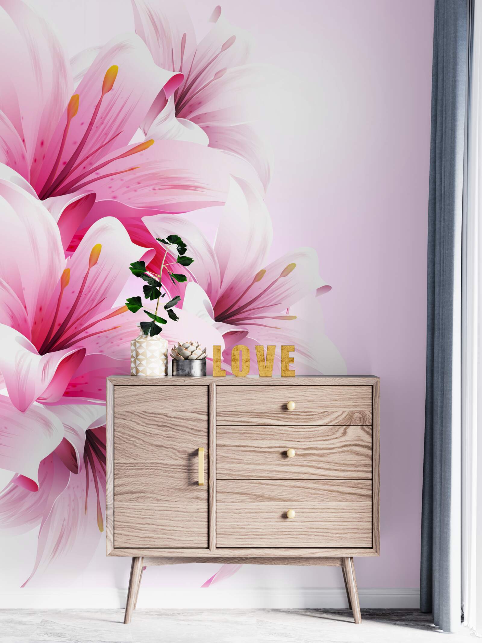 Фотошпалери ніжний букет рожевих альстромерій