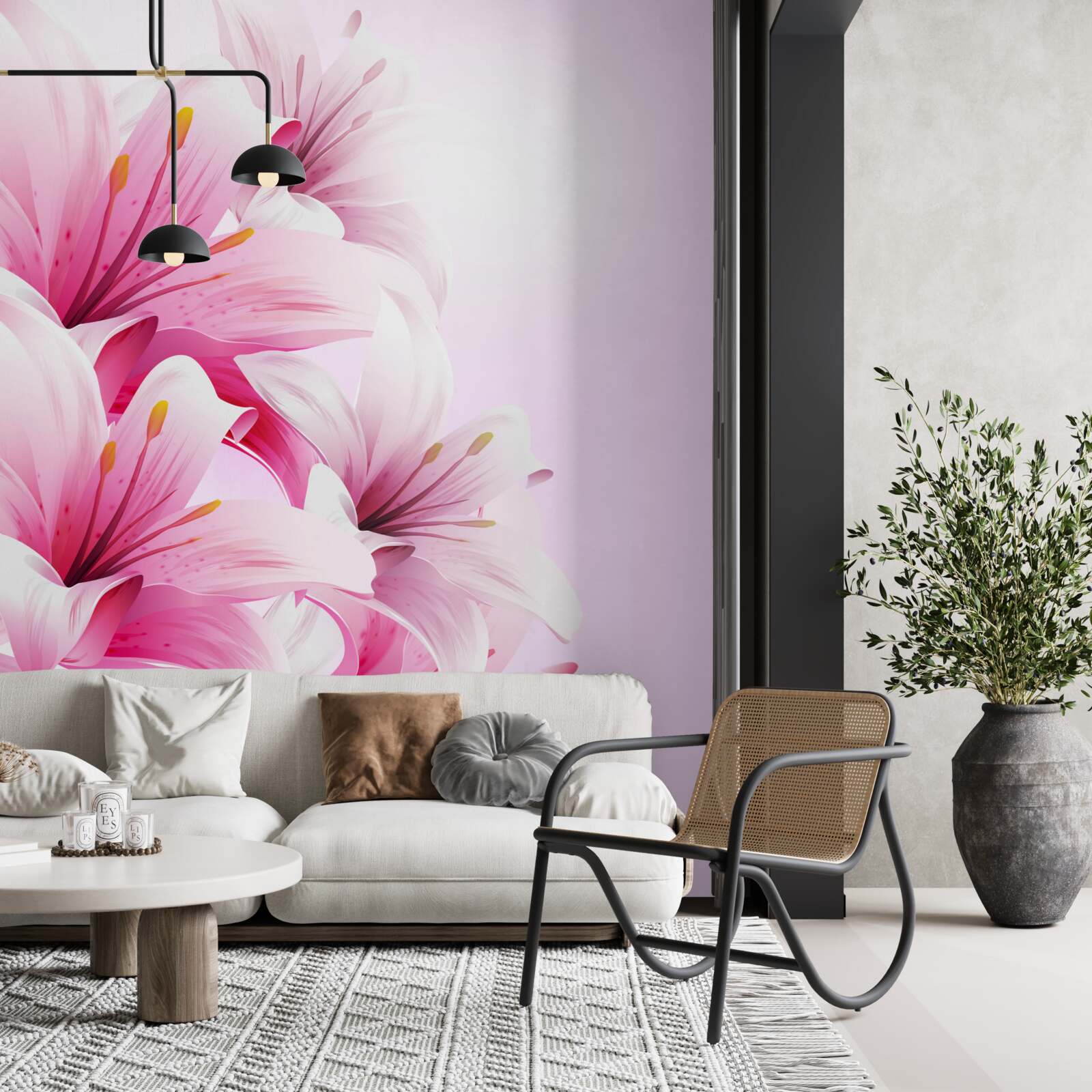 Фотошпалери ніжний букет рожевих альстромерій