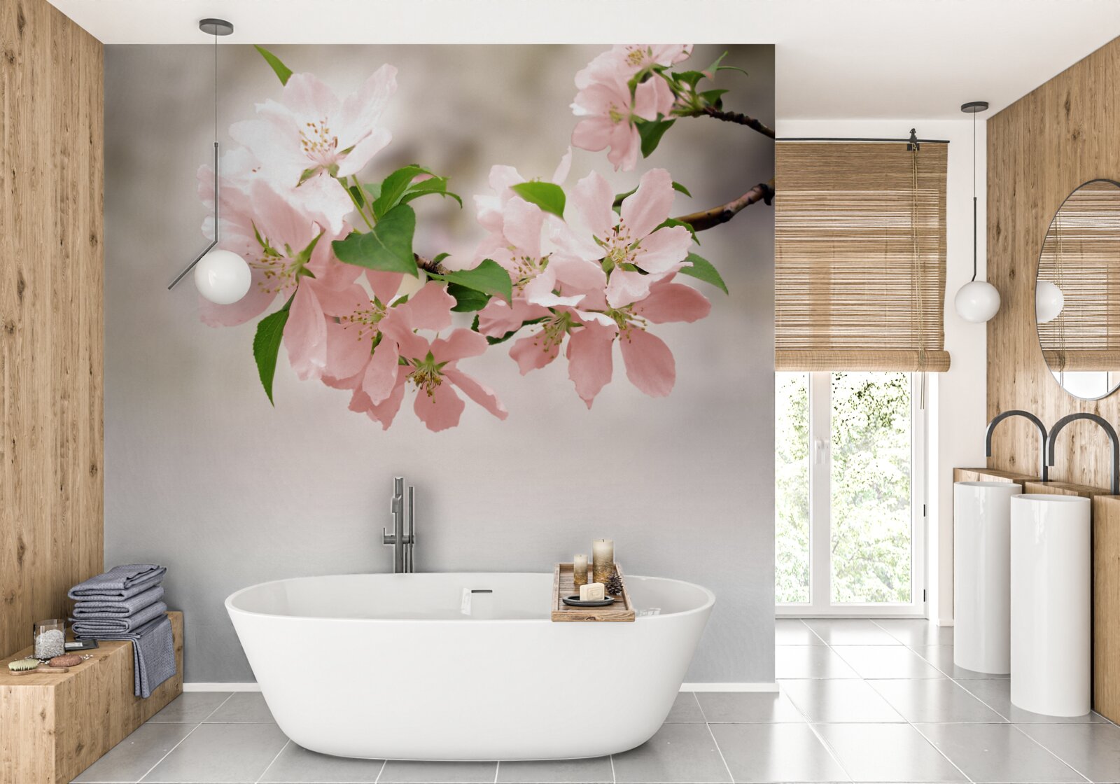 Фотошпалери рожеві квіти сакури