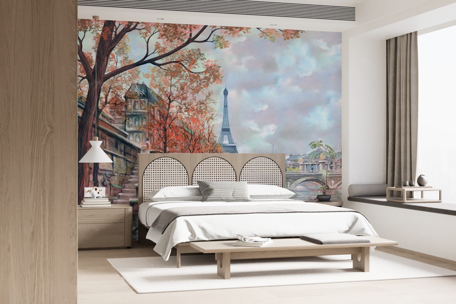 Фотошпалери паризький пейзаж і набережна в кольорах