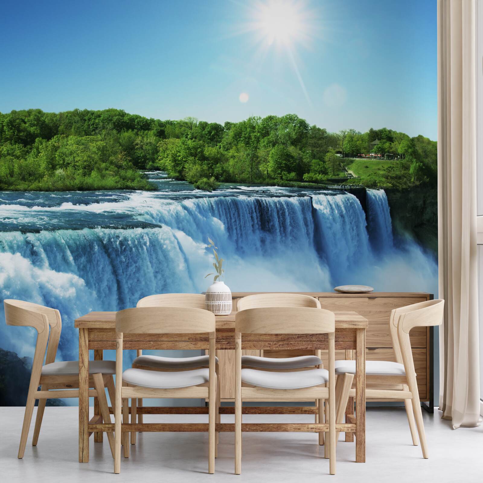 Фотошпалери сила великого водоспаду, що стрімко падає