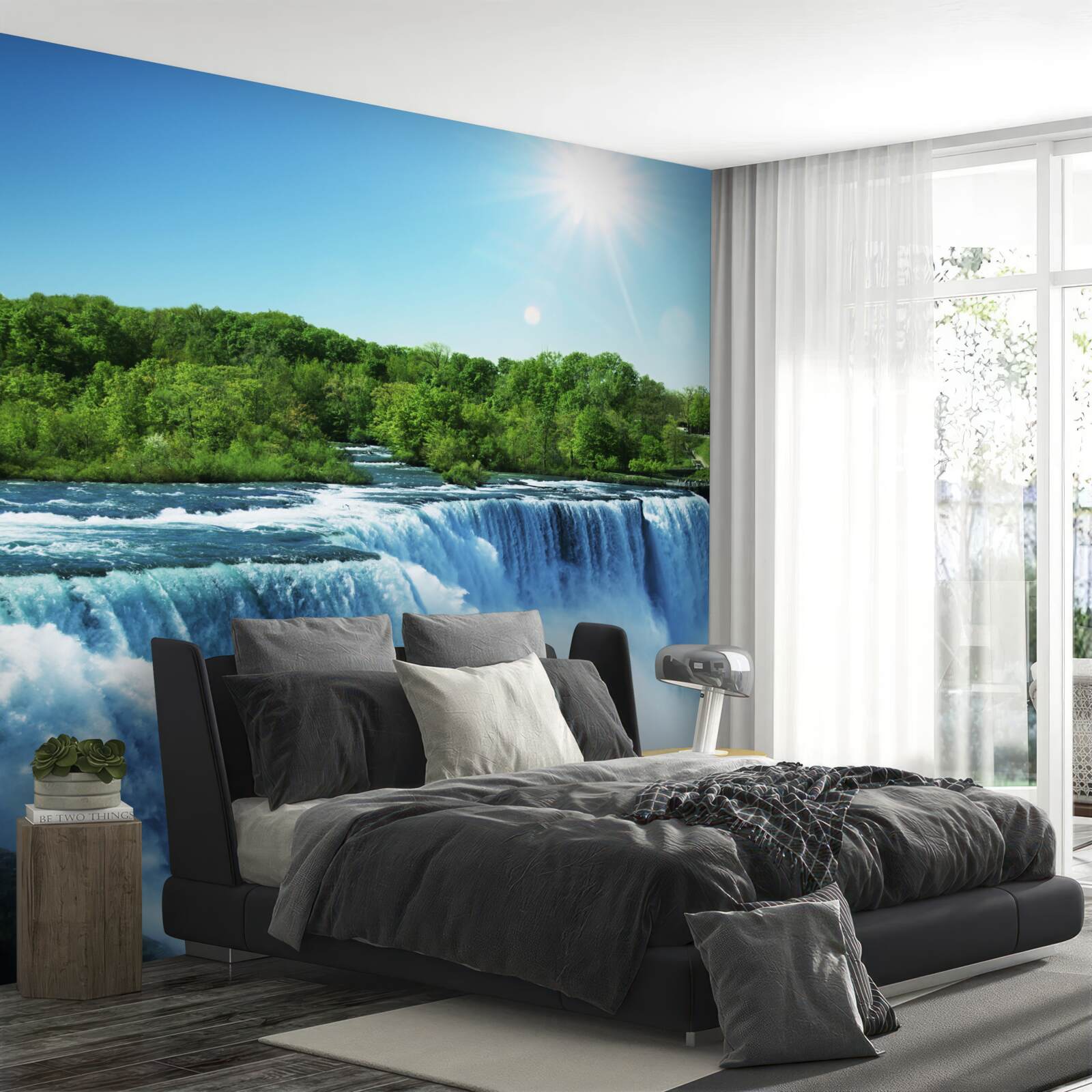 Фотошпалери сила великого водоспаду, що стрімко падає