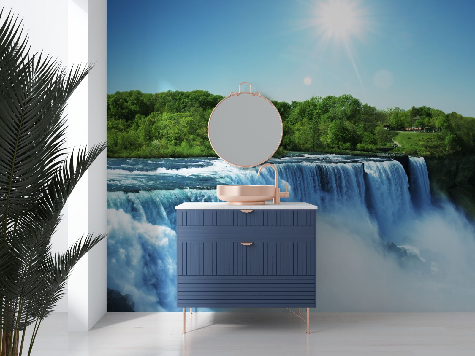 Фотошпалери сила великого водоспаду, що стрімко падає