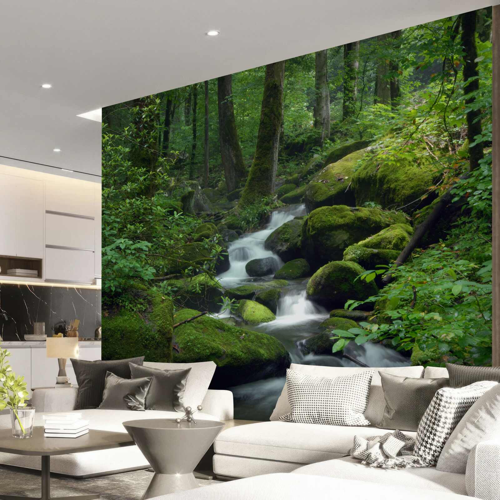 Фотошпалери невеликий струмок у густій зелені лісу