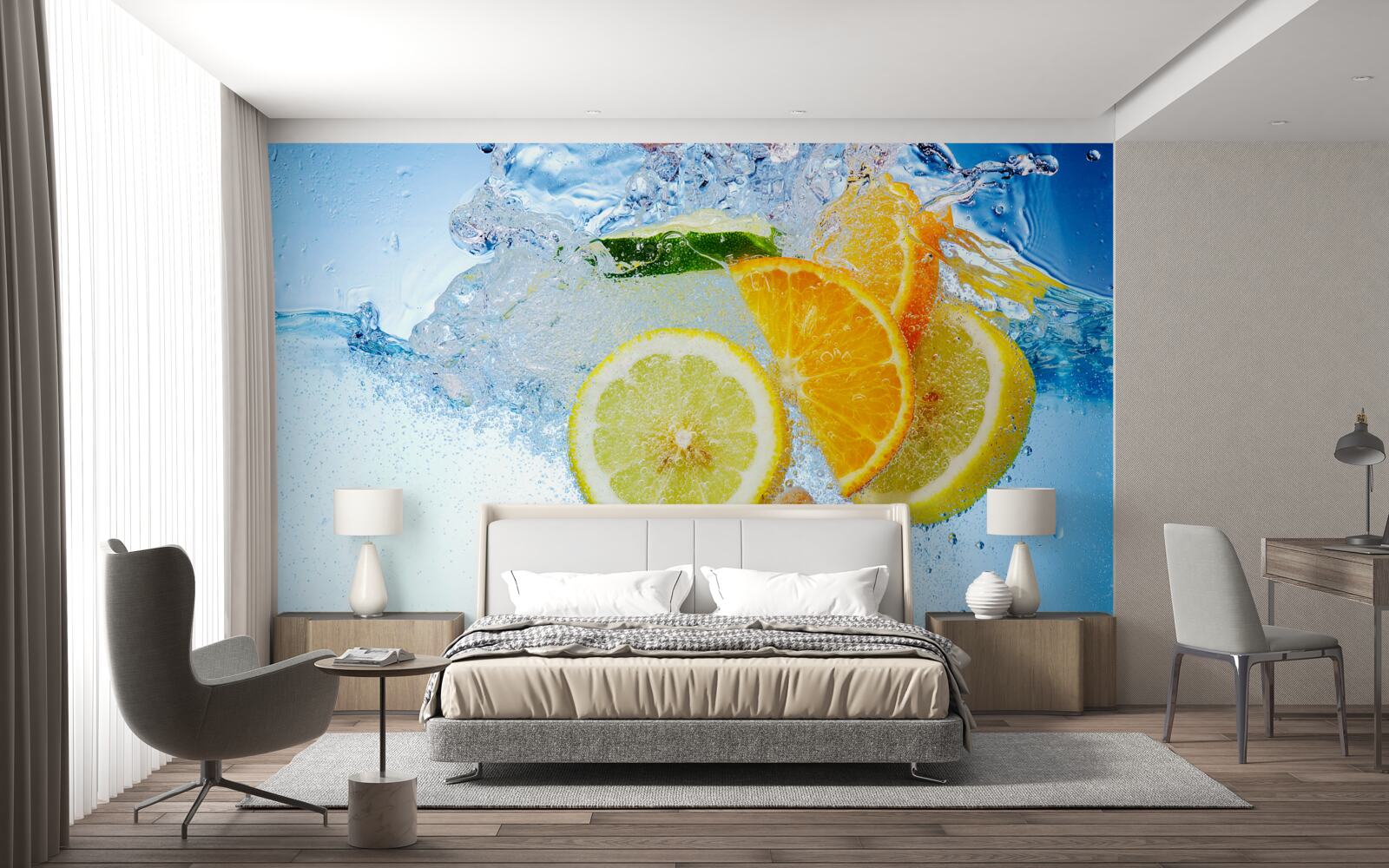 Фотошпалери стиглі цитрусові у воді