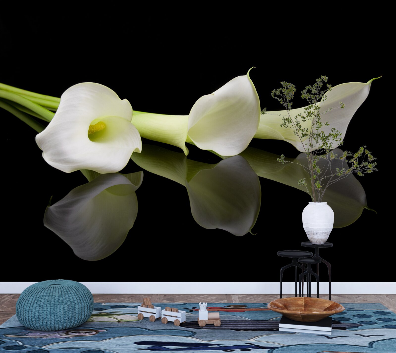 Фотошпалери віддзеркалення кали у воді