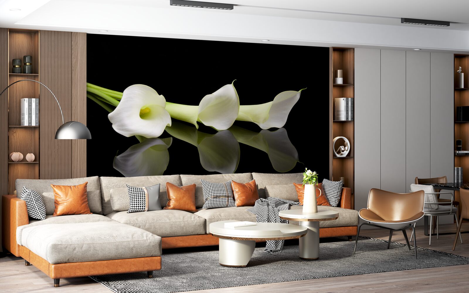 Фотошпалери віддзеркалення кали у воді