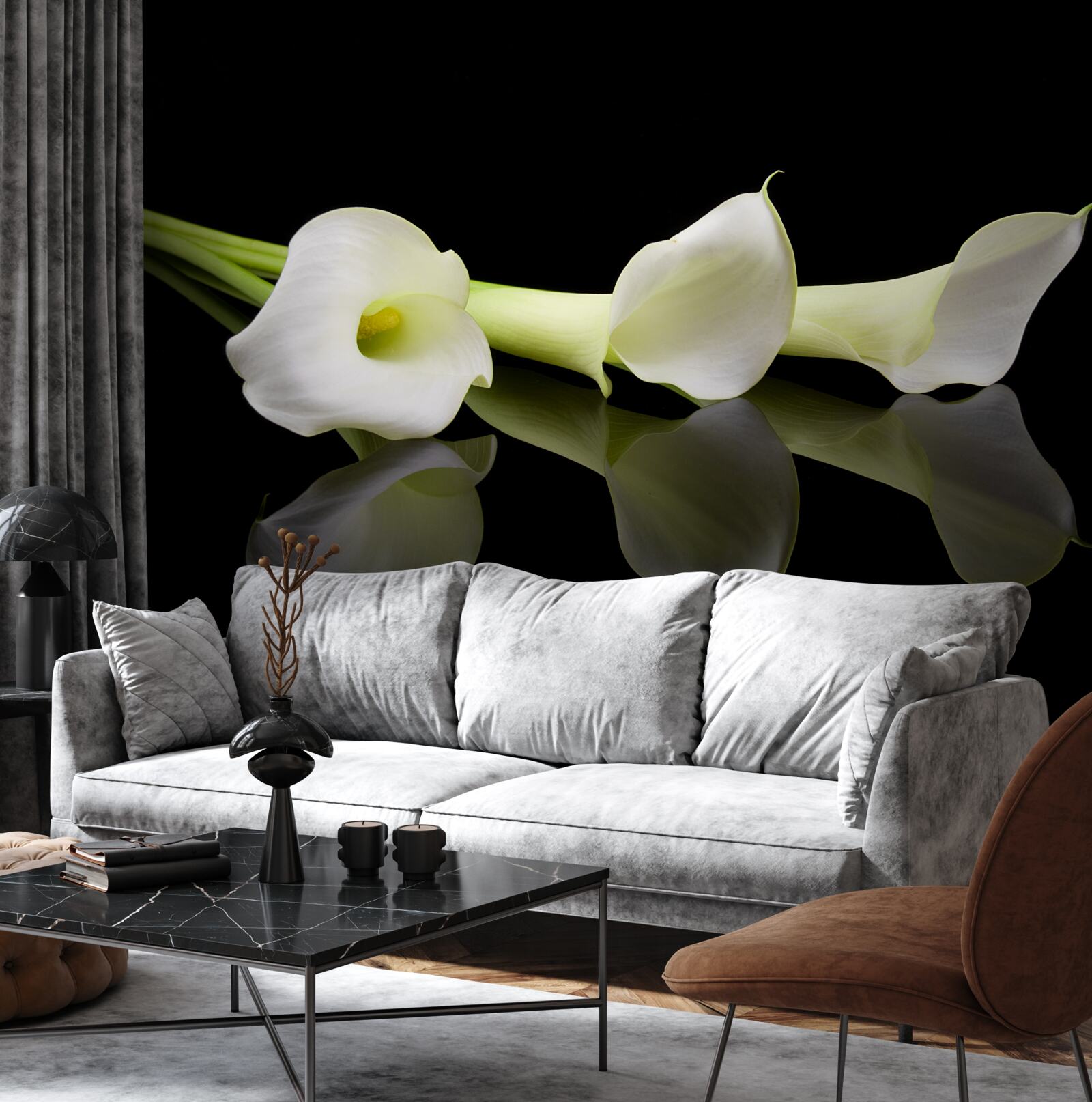 Фотошпалери віддзеркалення кали у воді