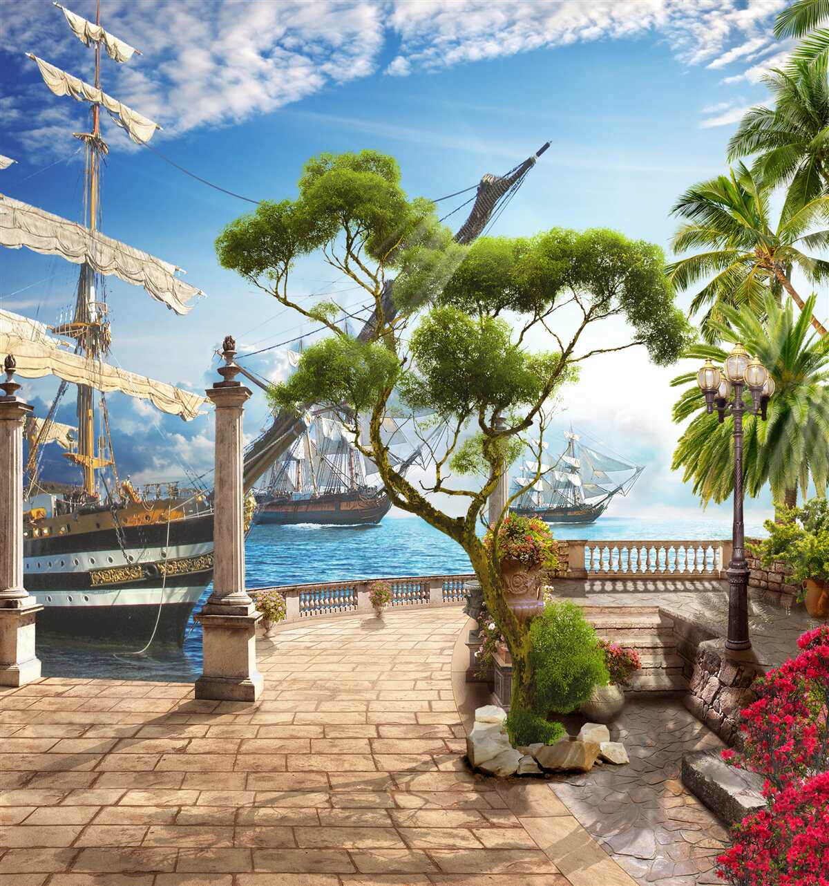 Фотошпалери доріжка до річки та набережна