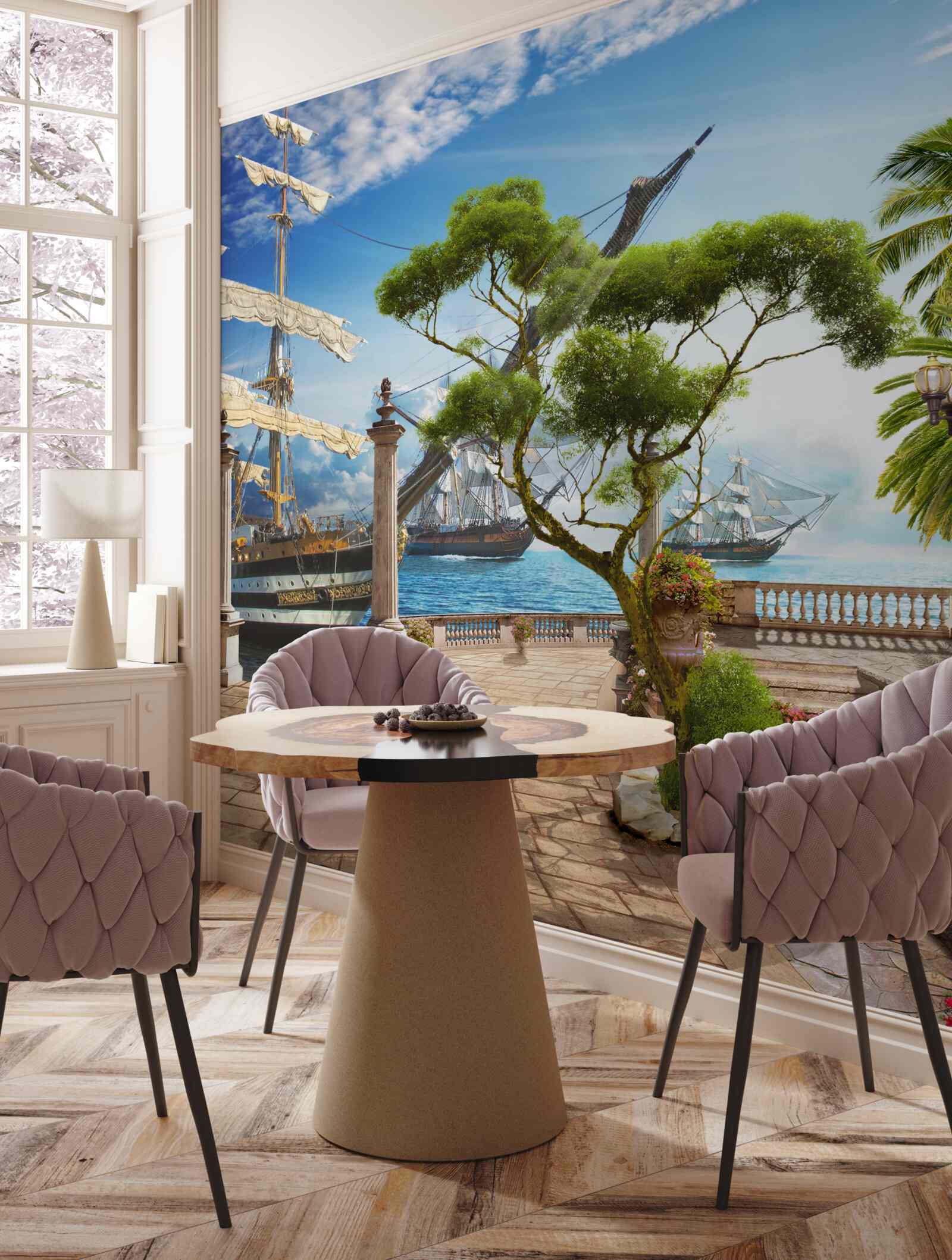 Фотошпалери доріжка до річки та набережна