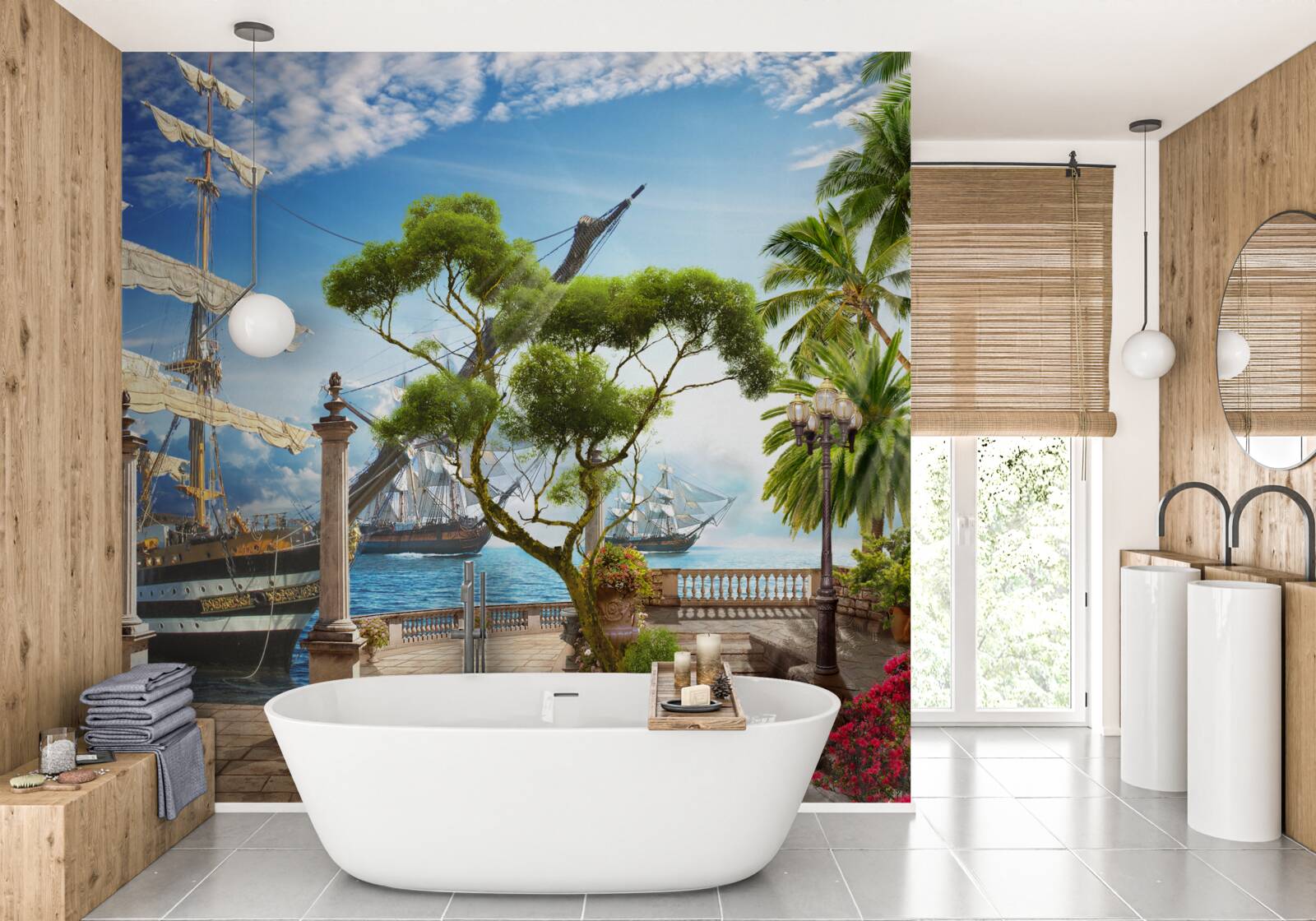 Фотошпалери доріжка до річки та набережна