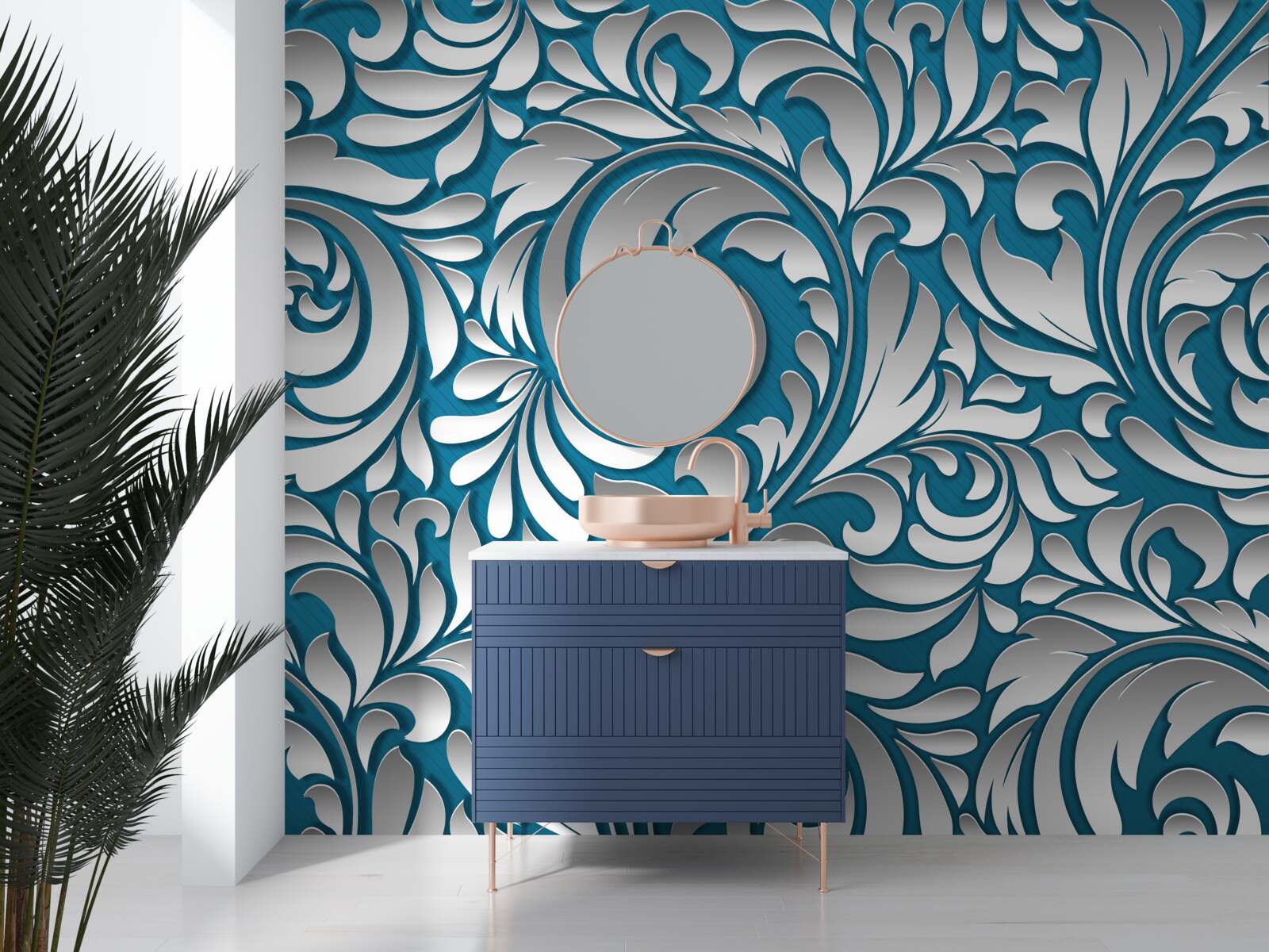 Фотошпалери візерунчаста структура у відтінках білого та синього