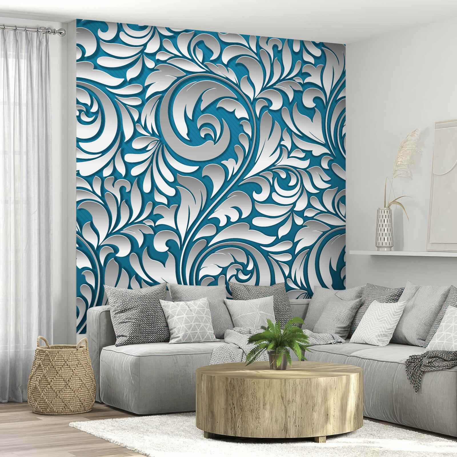 Фотошпалери візерунчаста структура у відтінках білого та синього