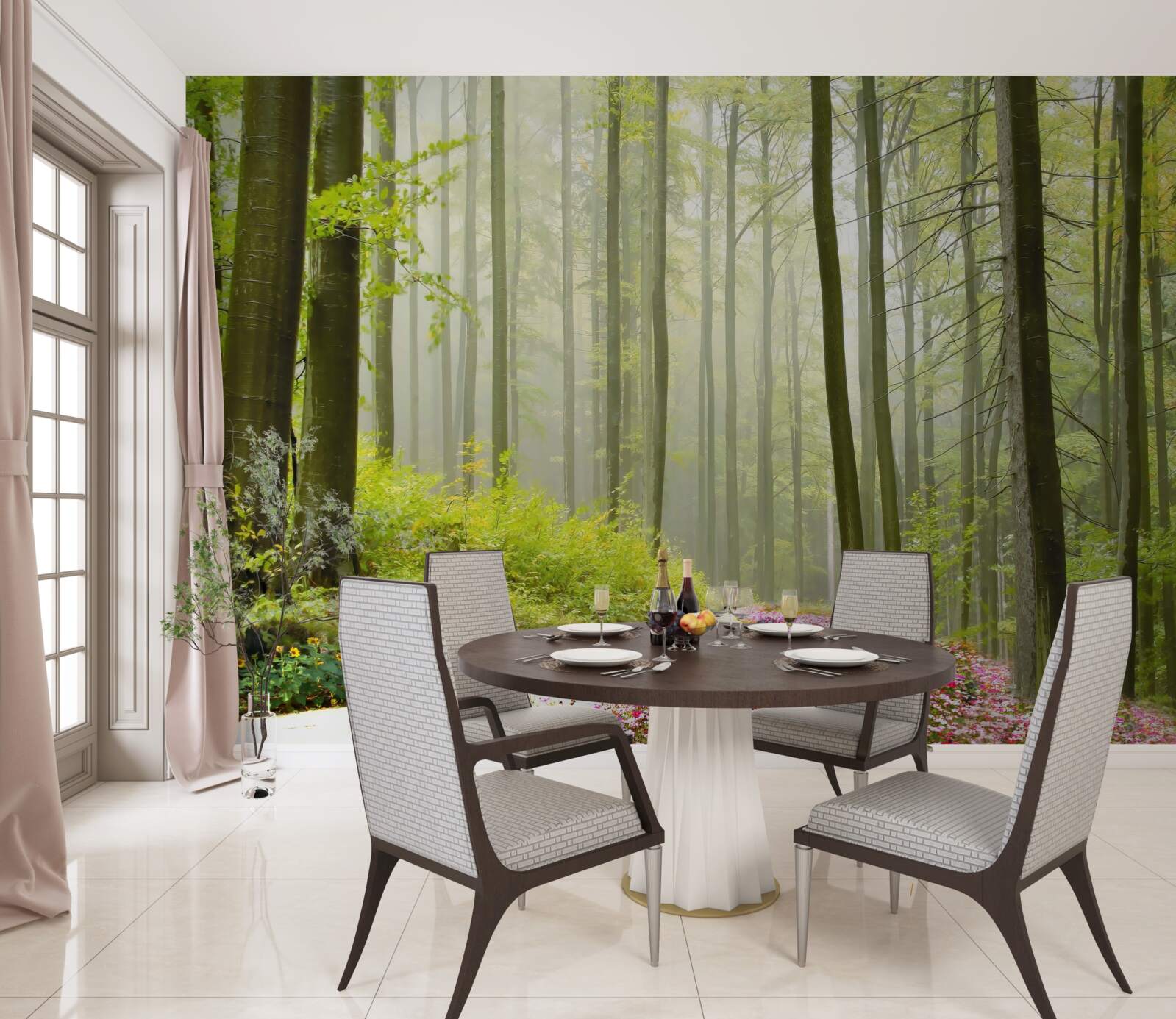 Фотошпалери трохи туману у витонченому лісі