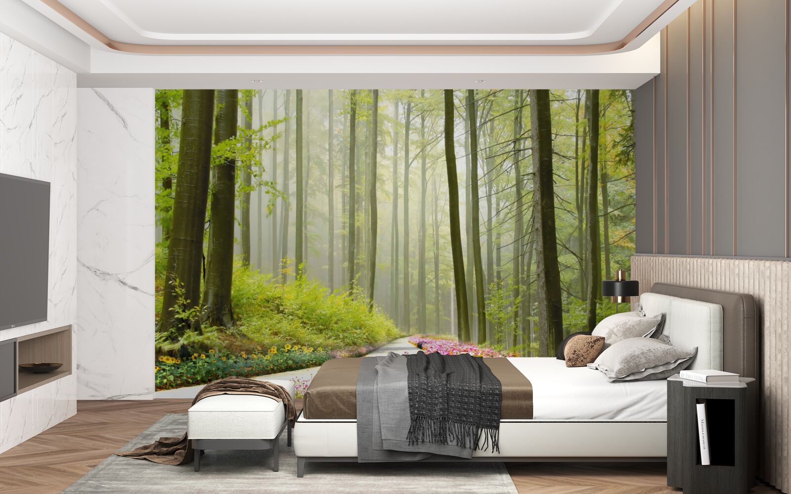 Фотошпалери трохи туману у витонченому лісі