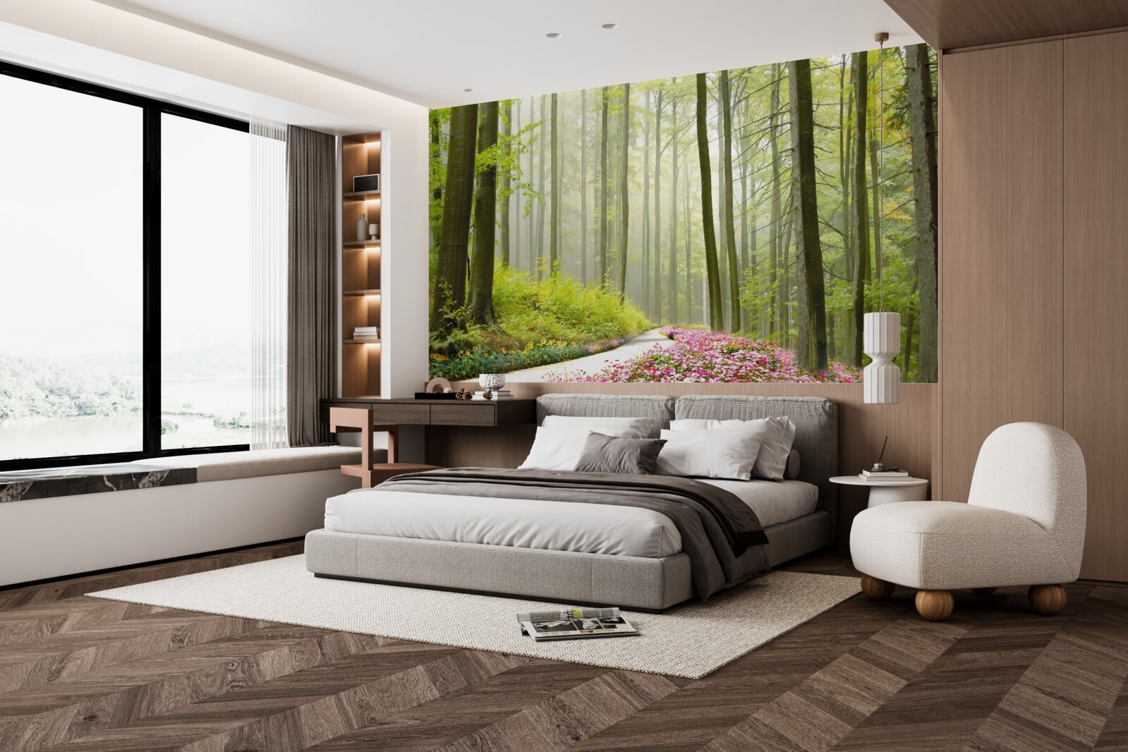 Фотошпалери трохи туману у витонченому лісі