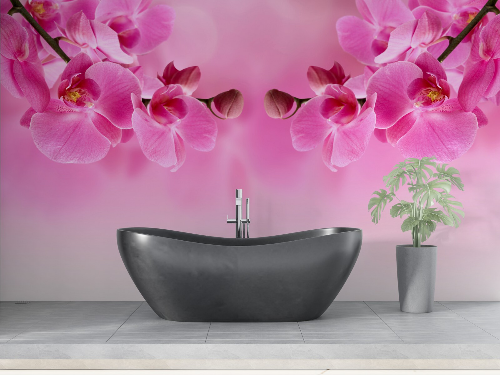 Фотошпалери рожеві гілки орхідеї на світлому тлі