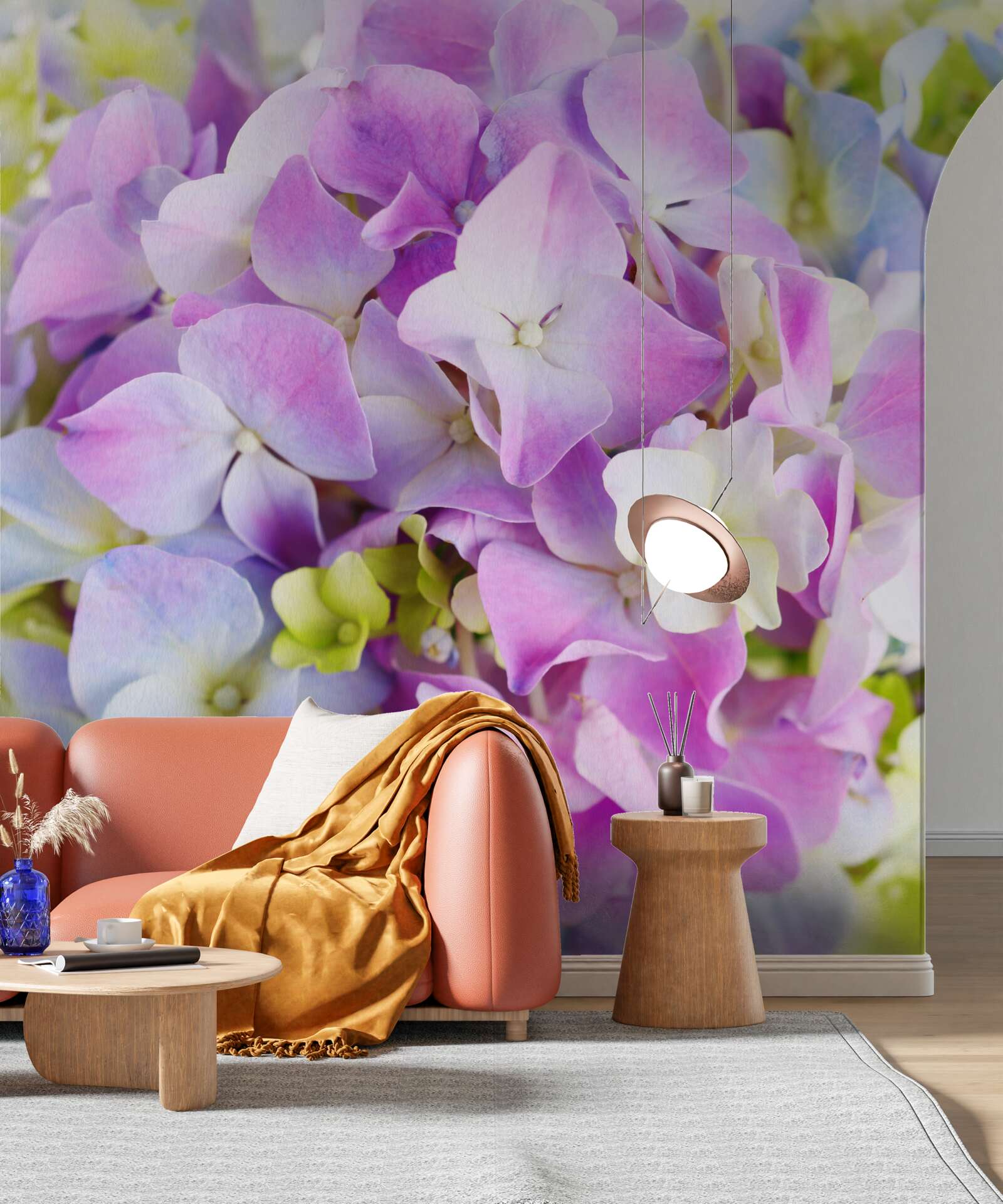 Фотошпалери букет насичених гортензій