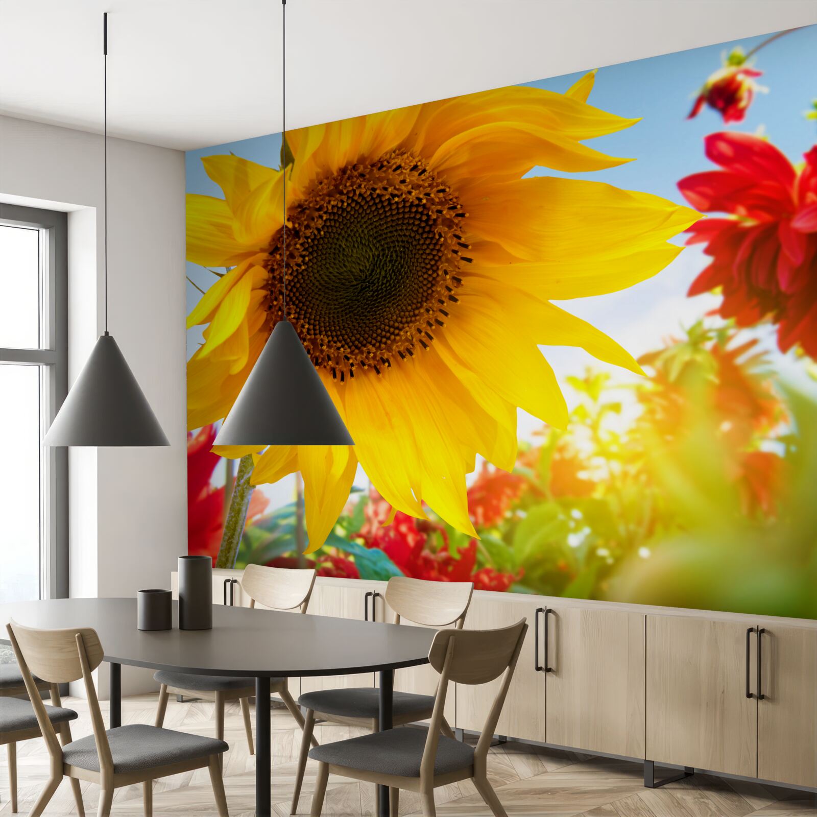 Фотошпалери сонячний соняшник у сонячний день