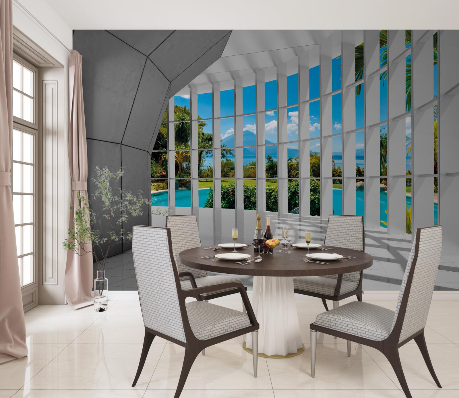 Фотошпалери сучасний стиль у передпокої, що створює відчуття перспективи