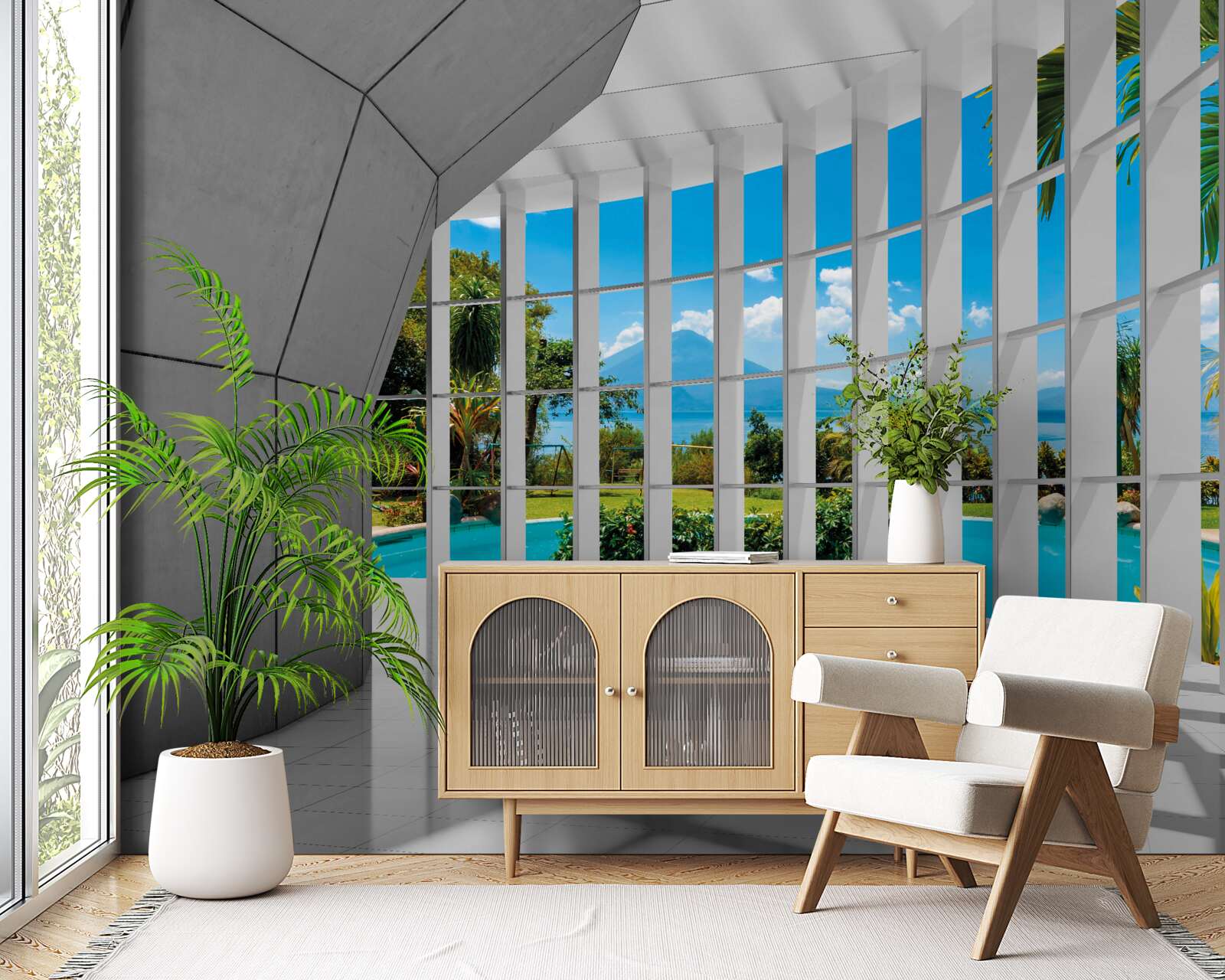 Фотошпалери сучасний стиль у передпокої, що створює відчуття перспективи