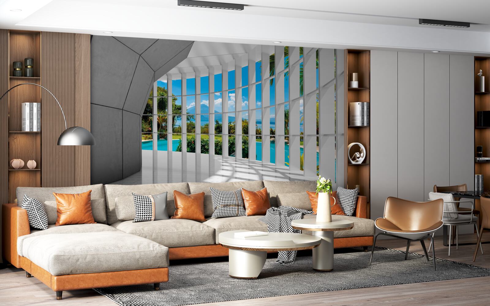 Фотошпалери сучасний стиль у передпокої, що створює відчуття перспективи