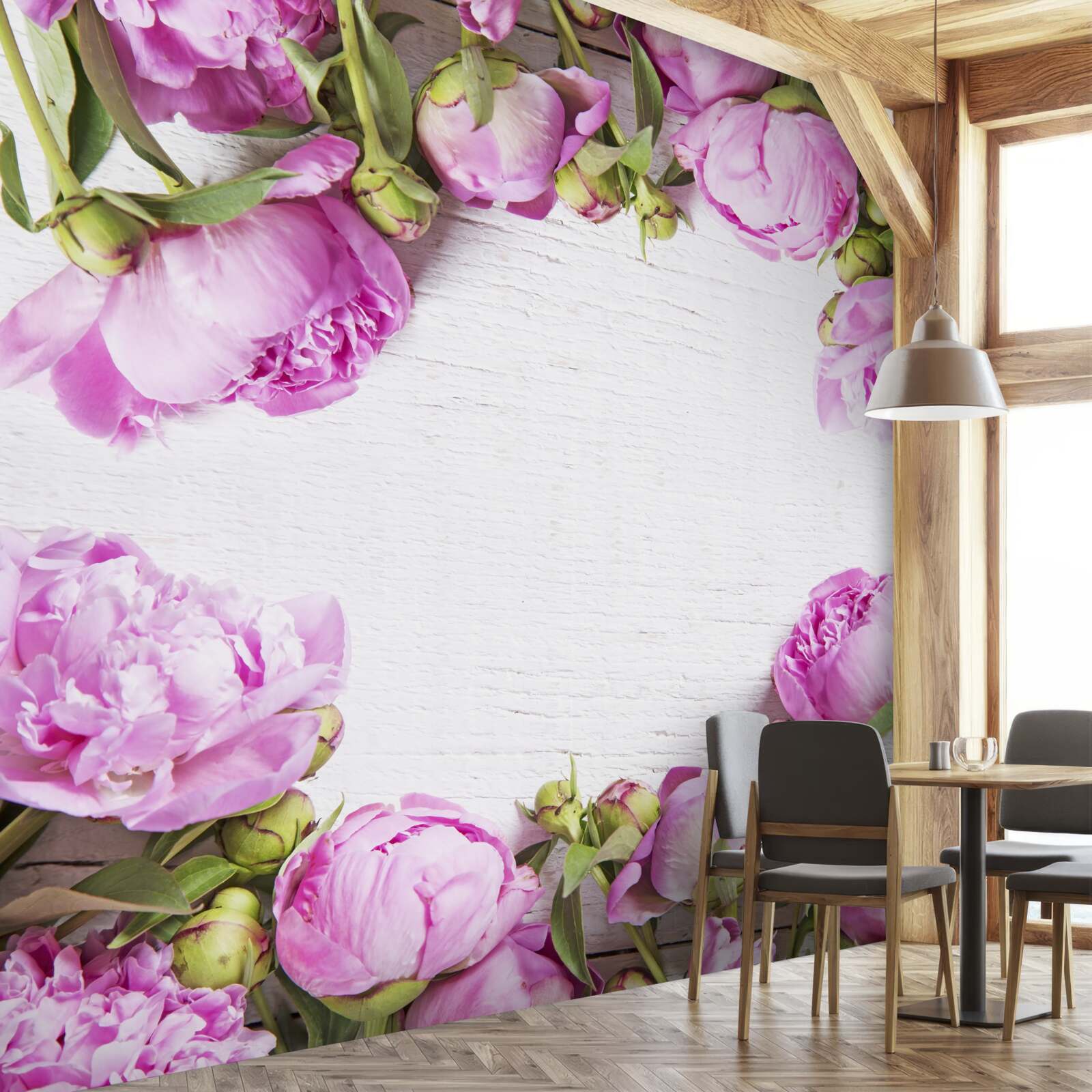 Фотошпалери фіолетові квіти в оздобленні