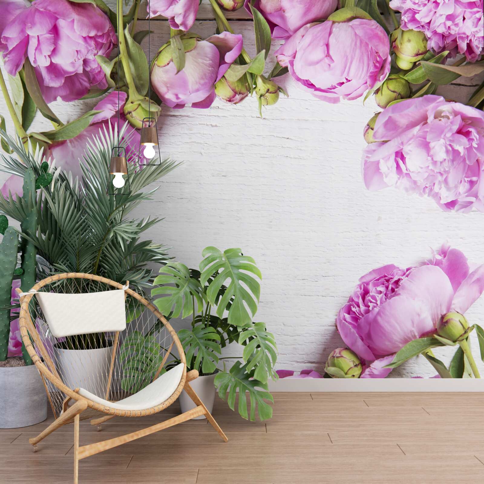 Фотошпалери фіолетові квіти в оздобленні