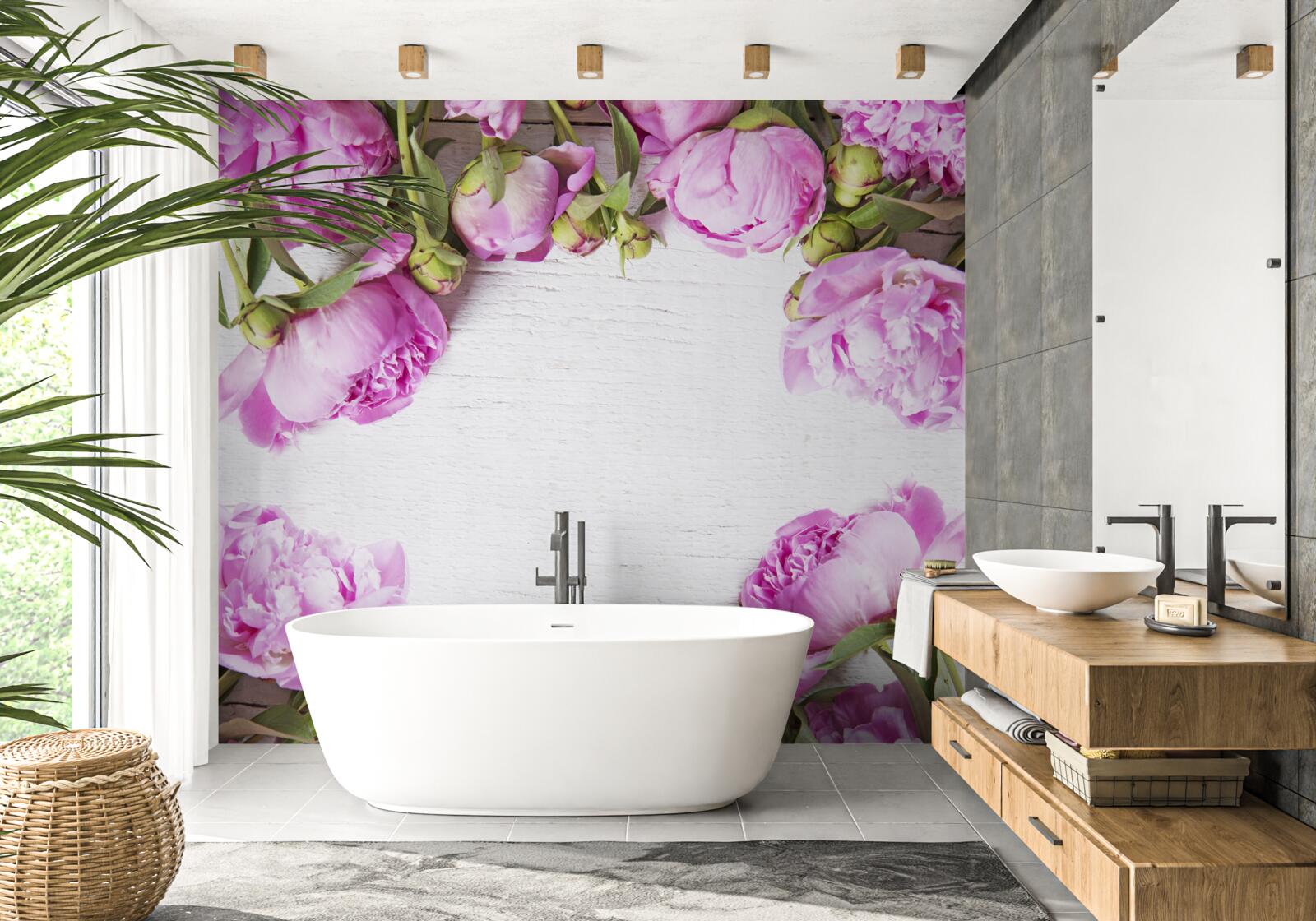 Фотошпалери фіолетові квіти в оздобленні