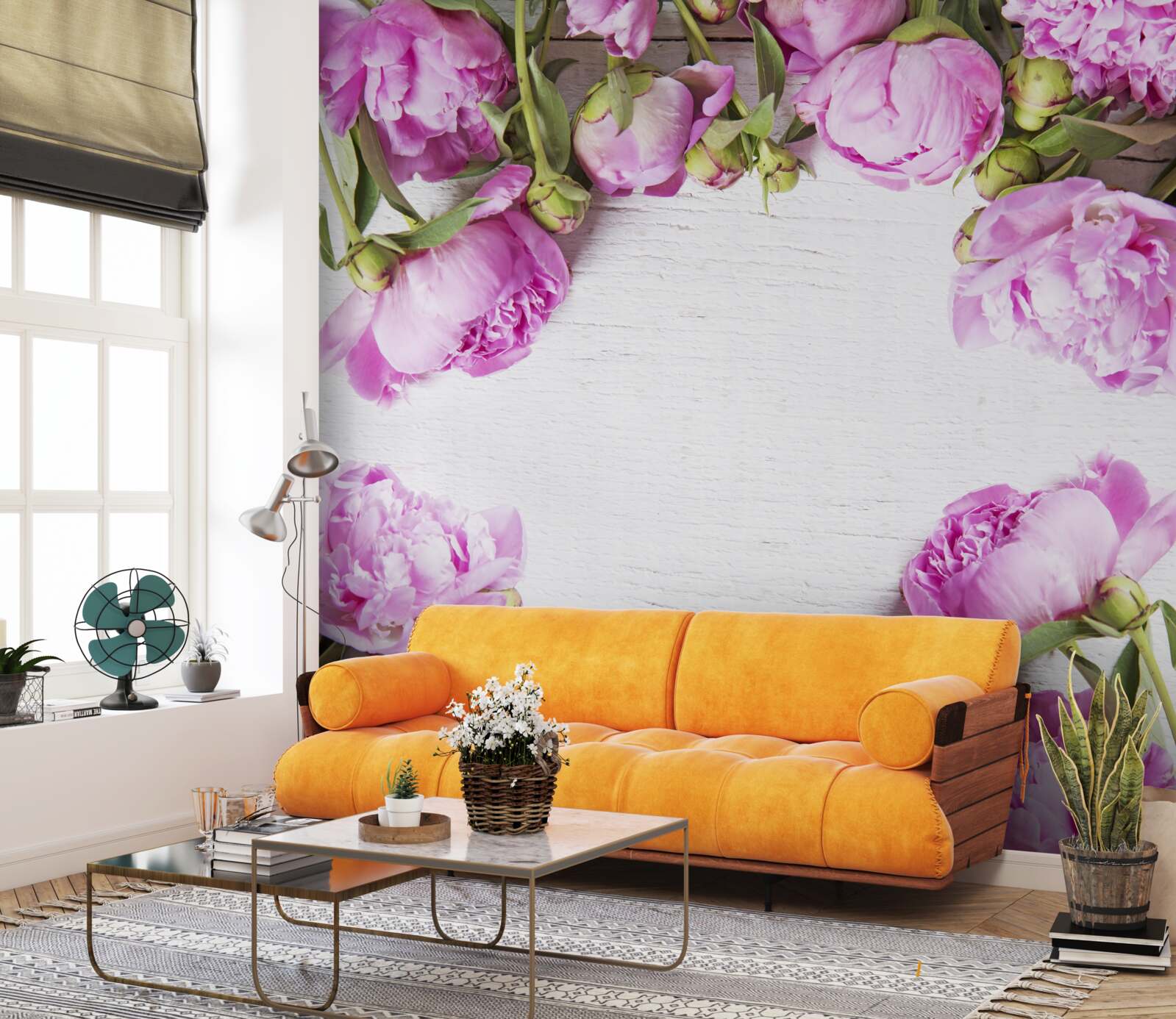 Фотошпалери фіолетові квіти в оздобленні