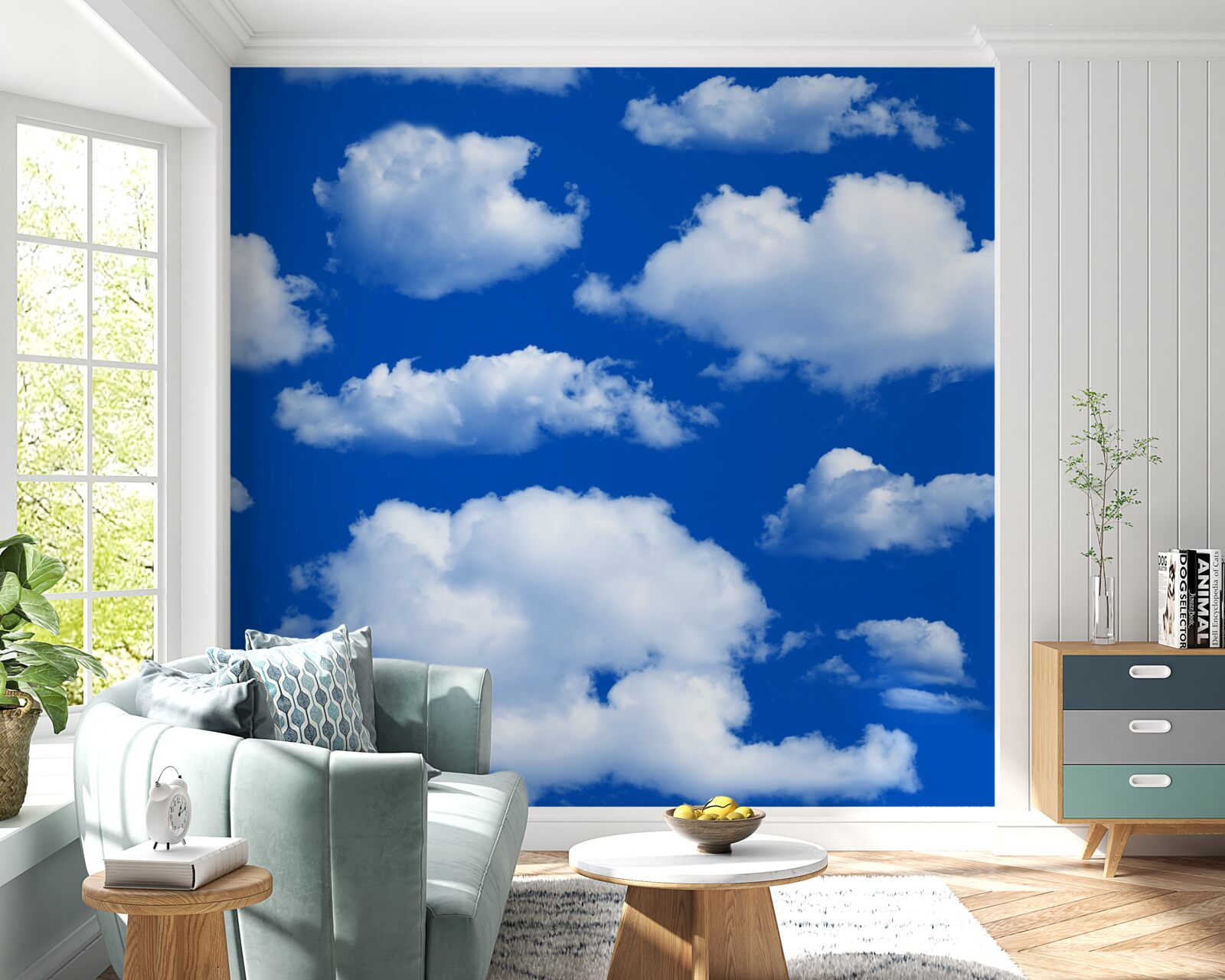 Фотошпалери безліч форм білосніжних хмар на небі