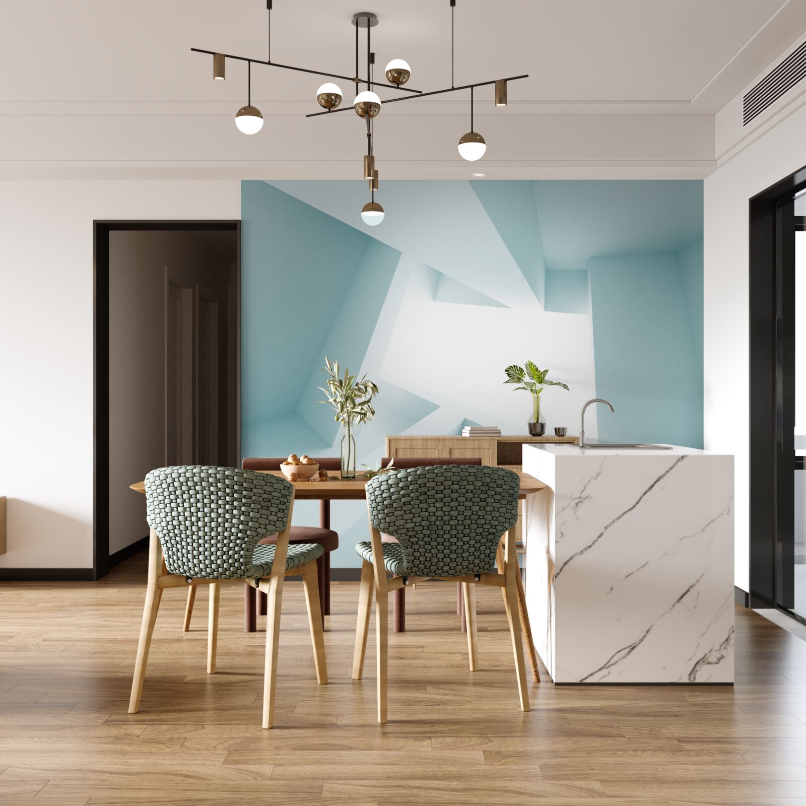 Фотошпалери геометричні фігури в абстрактній відстані