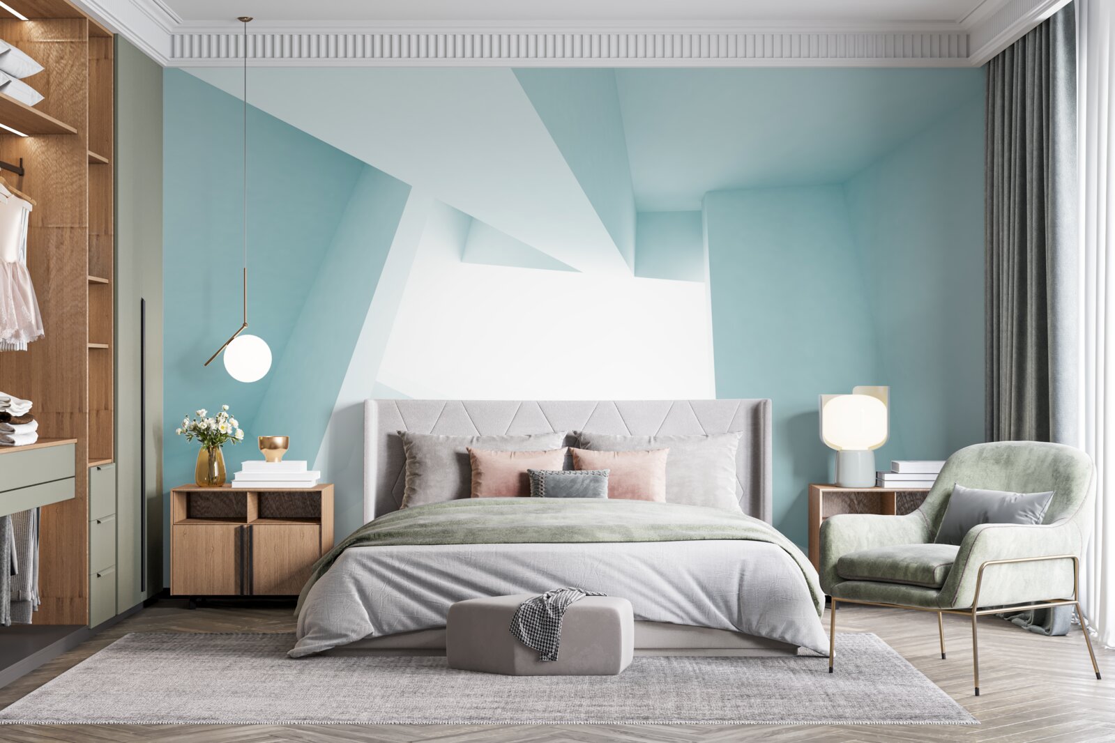 Фотошпалери геометричні фігури в абстрактній відстані