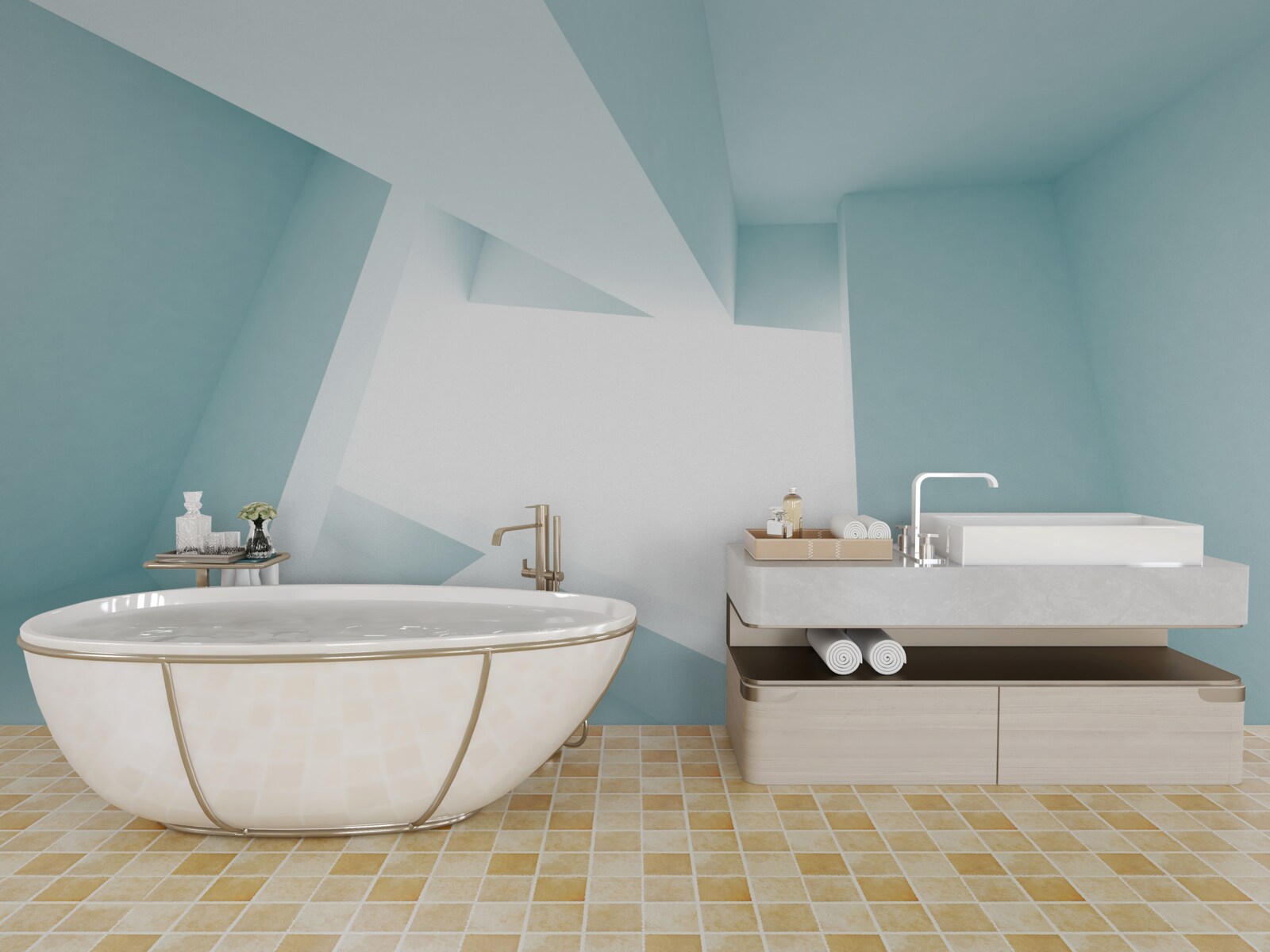 Фотошпалери геометричні фігури в абстрактній відстані