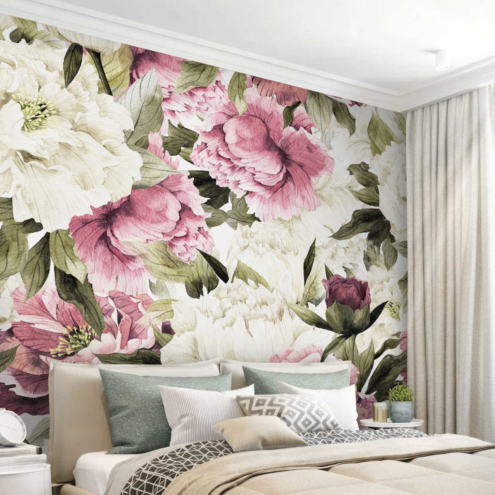 Фотошпалери на гілках дерева розпустилися ніжні білі та рожеві квіти