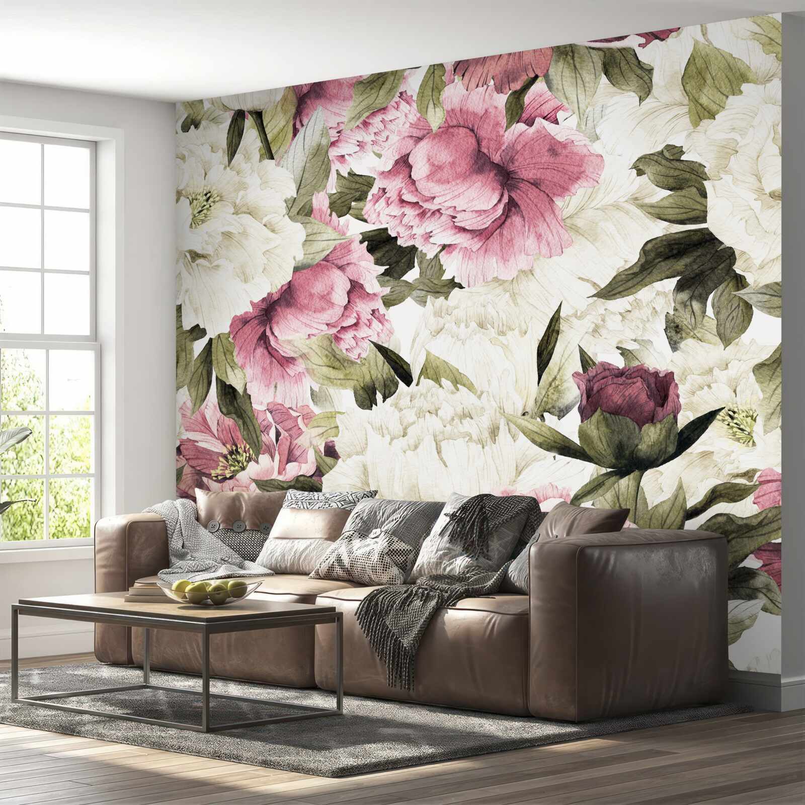 Фотошпалери на гілках дерева розпустилися ніжні білі та рожеві квіти