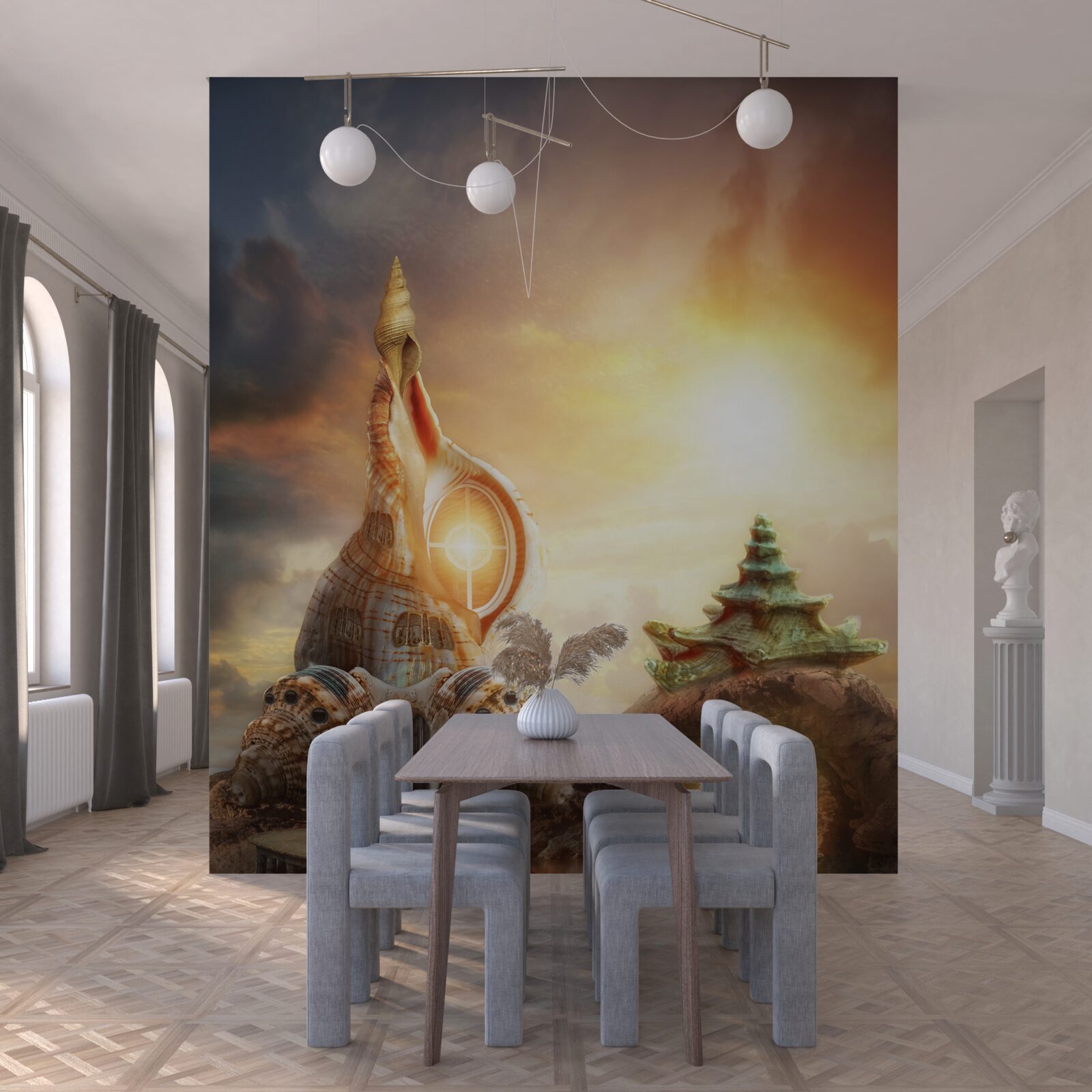 Фотошпалери Стежка в японському стилі вздовж води та скель