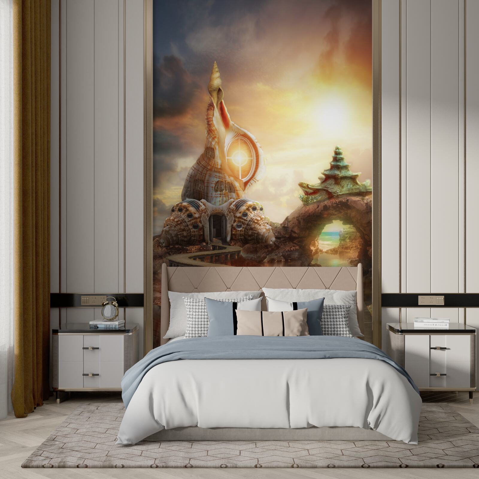 Фотошпалери Стежка в японському стилі вздовж води та скель