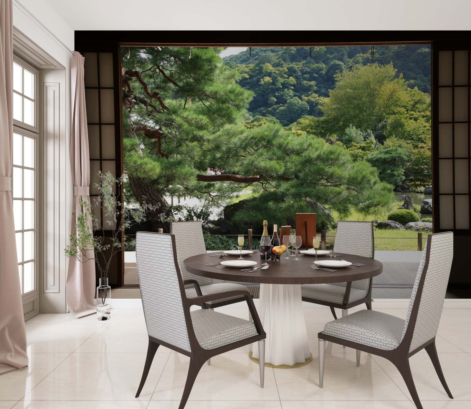 Фотошпалери Сад в японському стилі з приватною терасою