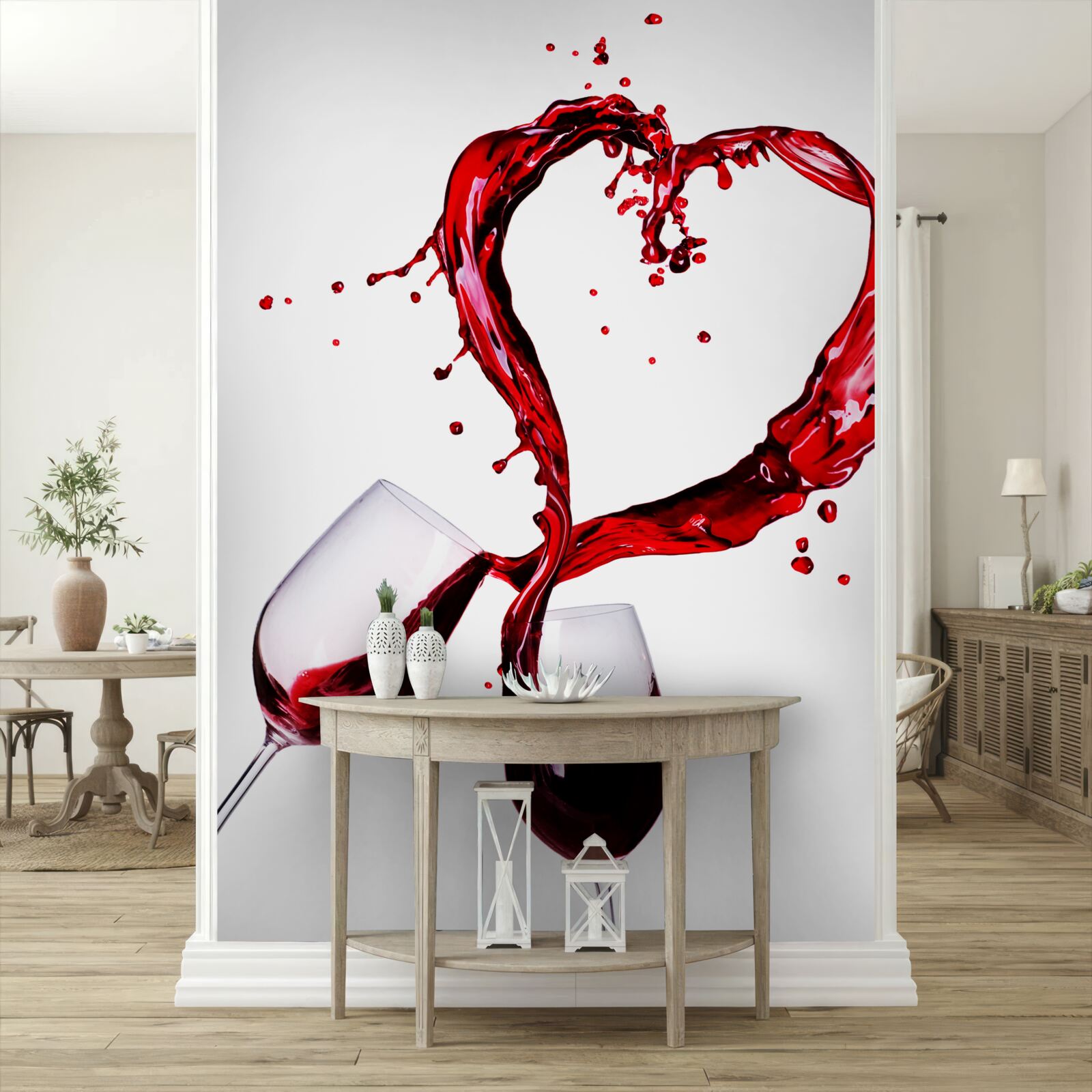 Фотошпалери келихи з вином та іконою серця