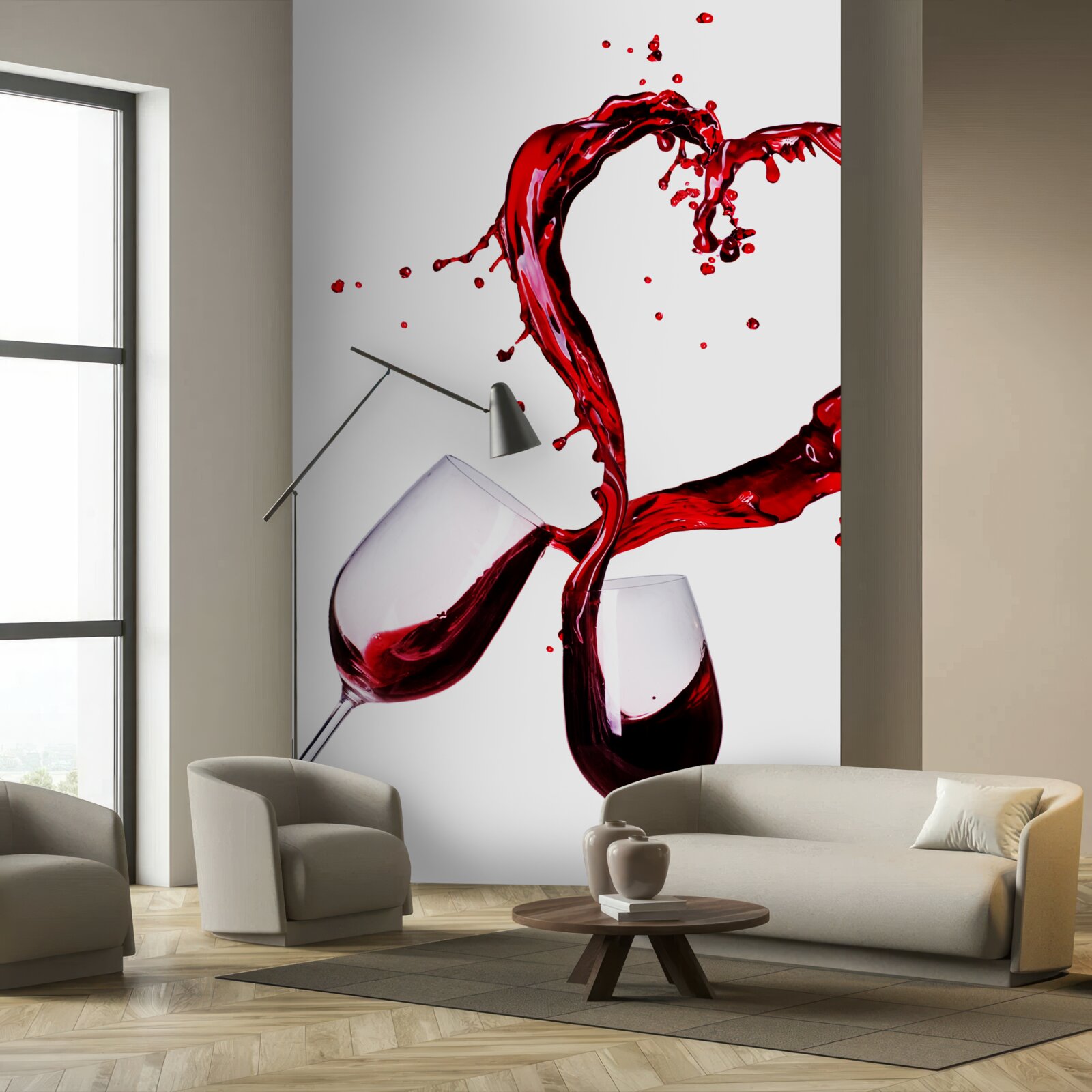 Фотошпалери келихи з вином та іконою серця