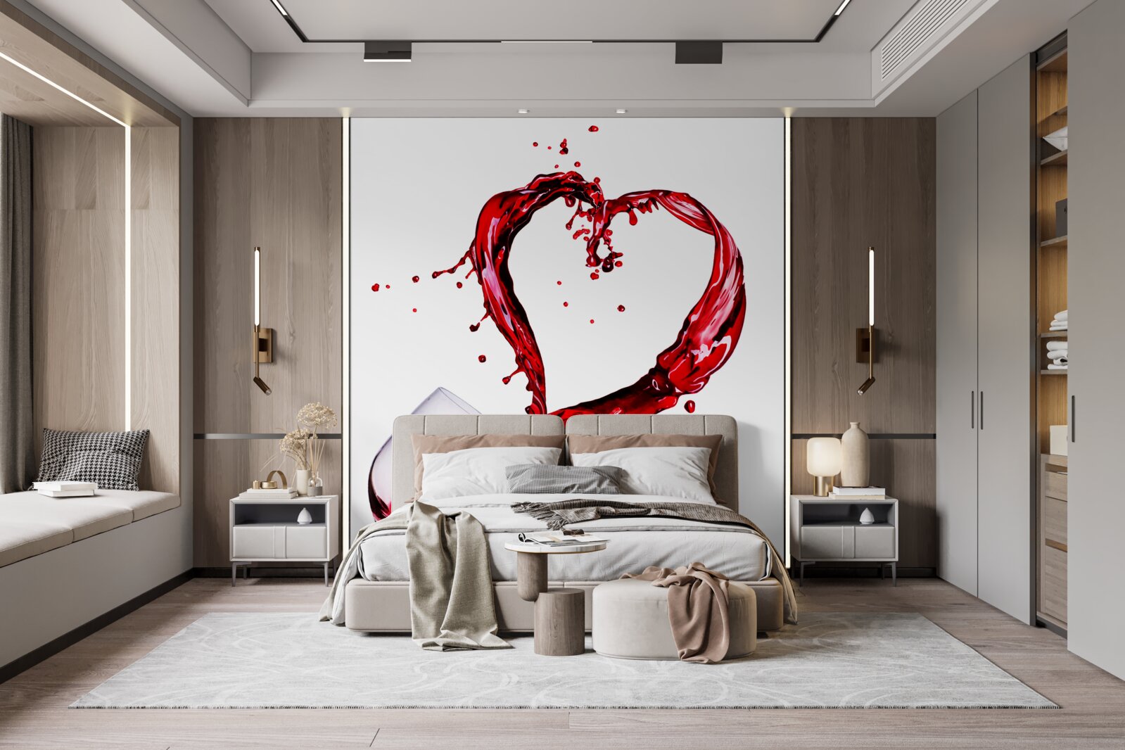 Фотошпалери келихи з вином та іконою серця